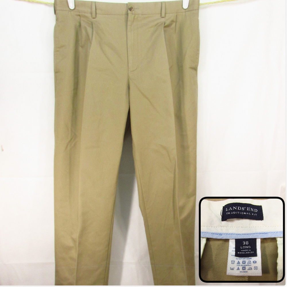Lands End  Traditional Fit Chino Khaki Sz 38/30